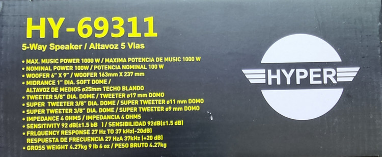 Hyper oval car speaker model HY-69311
